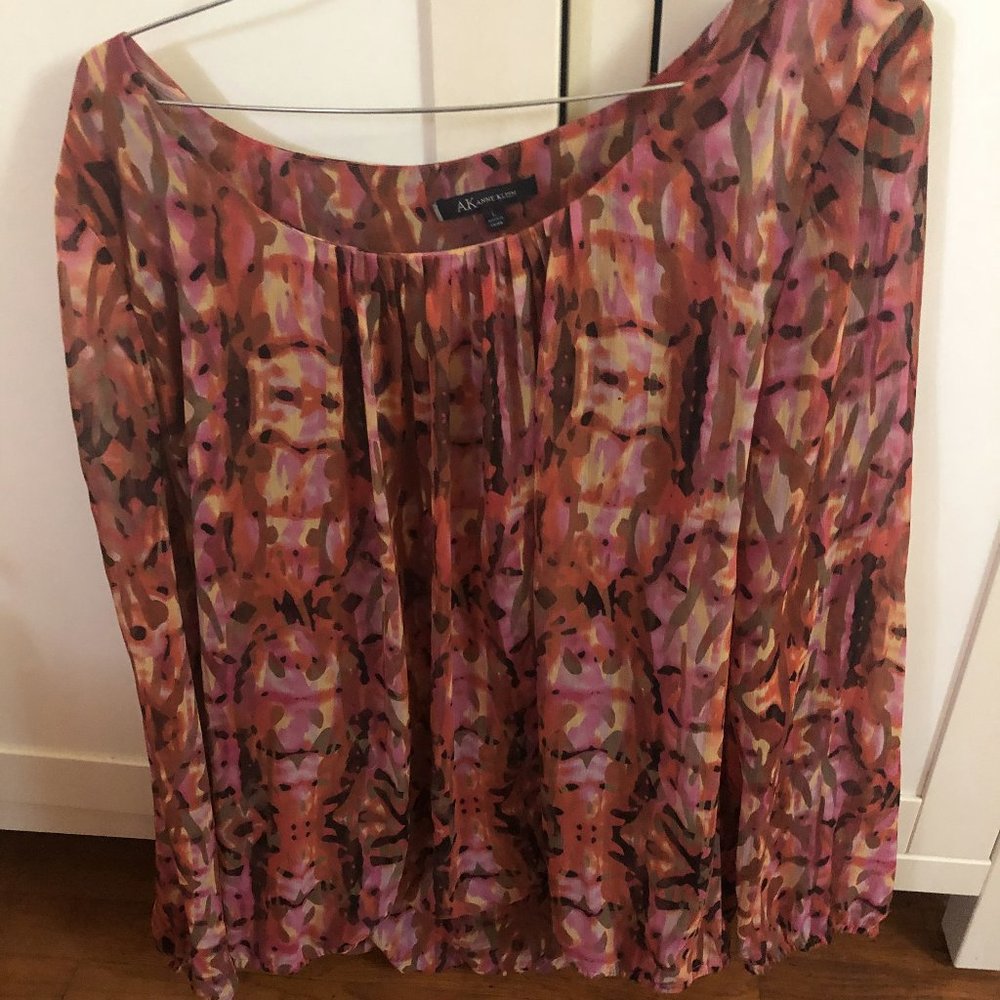 Anne Klein flowy dress shirt with billowing sleeves - Large